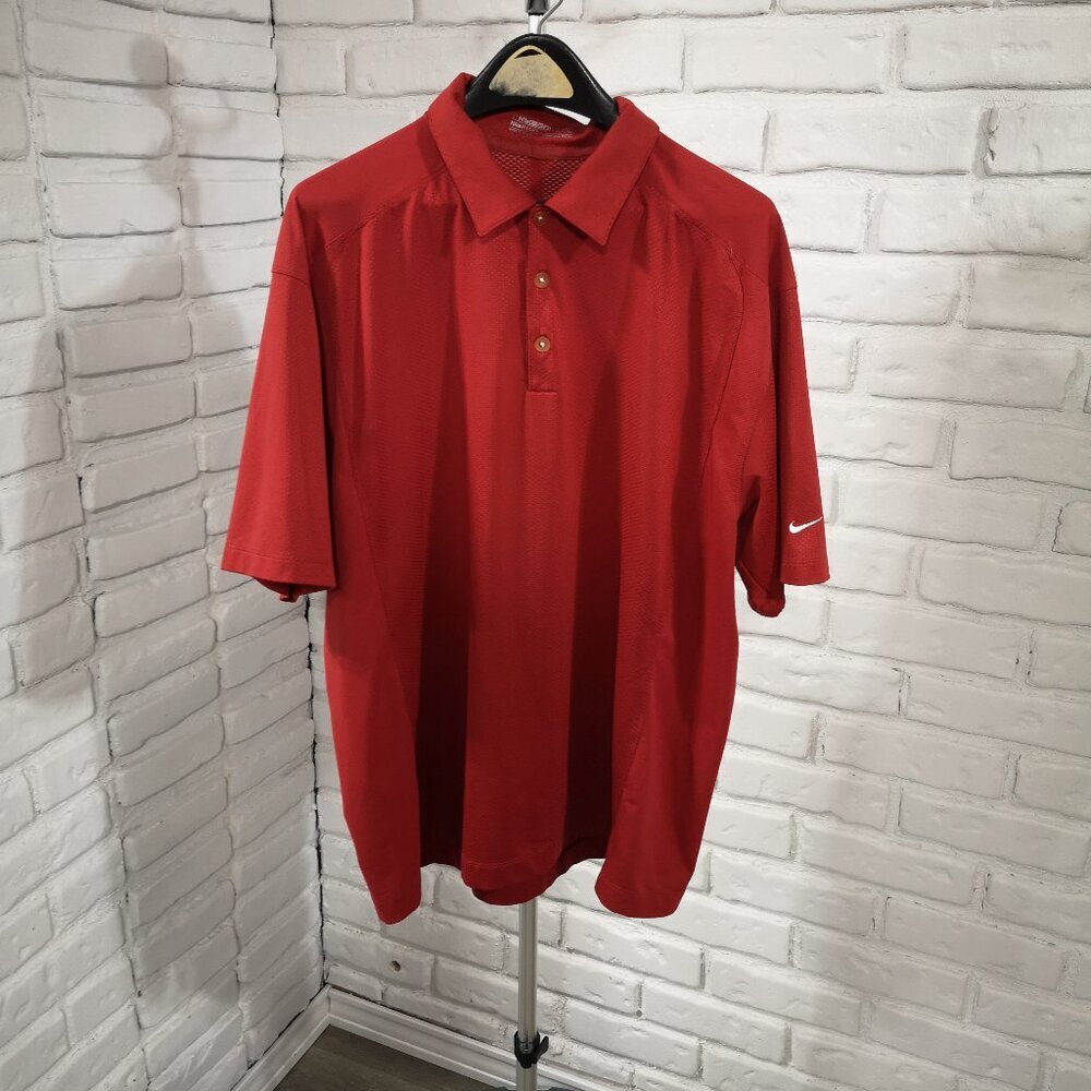 Nike Golf Men's Size Large Red Nike Fit Dry Short Sleeves Polo